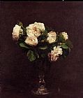 White Canvas Paintings - White Roses